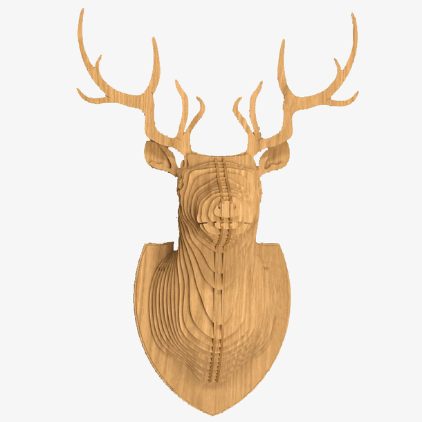 鹿头动物形状手工木雕