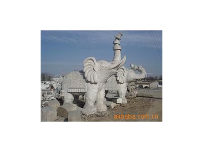 汉白玉雕刻动物 定制石狮、大象工艺