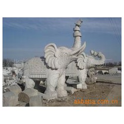 汉白玉雕刻动物 定制石狮、大象工艺雕刻礼品